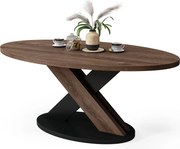 Mazzoni Măsuță de cafea ovală LOXA Stejar Maro / Negru - MĂSUȚĂ DE CAFEA 120x65 cm