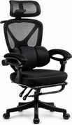 ELITE PRO 870BK – Scaun Ergonomic Premium, Mesh Respirabil, Tetieră Reglabilă, Suport Lombar, Suport pentru Picioare Retractabil, Funcție Recliner, Reglaj pe Înălțime, Negru