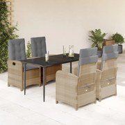vidaXL Set mobilier pentru grădină, 5 piese, cu perne, bej, poliratan