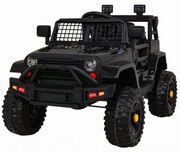 Masinuta Electrica cu acumulator pentru copii NOVOKIDS™ Dark Knight Jeep PRO, Max 30 kg, 3-8 ani , Cu melodii si lumini, 12V, 2 Viteze, Negru