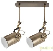 Plafoniera, Lustra cu 2 spoturi design Industrial Style, finisaj bronz antic, Peter 5982 RX