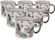 Set de 6 căni de porțelan Christmas holly 520 ml, 520 ml