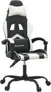 vidaXL Scaun de gaming pivotant, negru și alb, piele ecologică