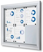 Vitrina de exterioare cu incuietoare pentru informatii 6 x A4 - spate din tabla, ignifuga, tip T, aluminiu