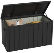 Outsunny Cutie de Depozitare pentru Exterior 450L cu Roți, Organizator din Oțel, Maro | Aosom Romania