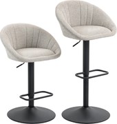 HOMCOM Set 2 Scaune de Bar Rotative din Țesătură cu Înălțime Ajustabilă Bej | Aosom Romania