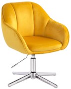 HR2055CROSS Scaun Galbenă din Catifea cu Bază Cromata