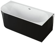 Cada de baie freestanding Spatio Solis, acril, negru lucios, 160x75 cm, montaj pe dreapta