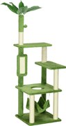 PawHut Copac Pisici 142cm cu Hamac Stâlp Zgârieturi Minge Verde 49x49x142cm | Aosom Romania