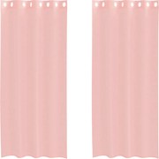 vidaXL Perdele Voile cu Oelii 2 buc Roz 140x225 cm