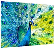 Tablou pe sticlă - Păun (70x50 cm)