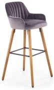 Scaun de bar Alessia, gri / lemn natural