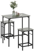 HOMCOM Set de bar Bartisch cu set de două taburete cu tampoane antiderapante pentru picioare, gri | Aosom Romania