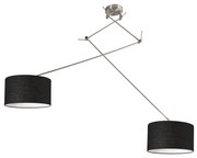 Lampă suspendată din oțel cu abajur 35 cm negru reglabil cu 2 lumini - Blitz
