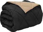 vidaXL Duvet complet pe tot parcursul anului Negru și Taupe Microfibră