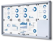 Vitrina de informatii interioare cu usi glisante 10 x A4 - spate tabla, aluminiu
