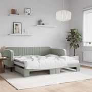 vidaXL Pat de zi cu extensie, gri deschis, 90x190 cm, catifea