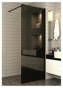 Paravan de dus tip Walk-In Inter Ceramic profil negru mat - sticla fumurie 80x200 cm
