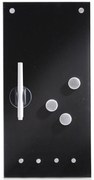 Tablă de sticlă MEMO pentru notițe + 3 magneți și 4 cârlige, 40x20 cm, ZELLER, negru
