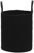 HOMCOM Coș pentru Rufe de 36L, Portabil și Pliabil cu Mânere, Coș de Rufe din Bumbac Natural, Ø38x45 cm, Negru | Aosom Romania