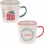 Set de 2 căni din ceramică Stay Warm/Joy 350 ml