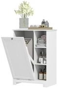 HOMCOM Dulap Modern pentru Rufe cu Coș Detașabil și  Compartimente de Depozitare, 60x38x86 cm, Alb | Aosom Romania