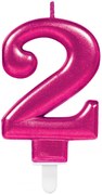 Numere Pink Lumânare Cifrată Roz 2 pentru tort
