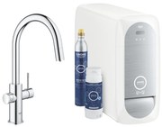 Baterie bucatarie Grohe Blue Home Duo, cu dus extractibil, pipa C, sistem filtrare, racire si carbonatare, starter kit, crom - 31541000