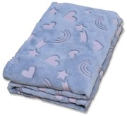 Paturica bebe pufoasa si fosforescenta Kidizi Hearts and Rainbows 100x75 cm