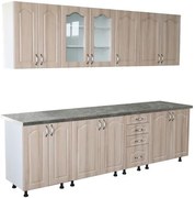 Bucatarie Zebra 260 cm din MDF Sonoma Mustata cu blat termoizolant gri