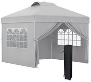 Outsunny Pavilion Pliabil cu Înălțime Reglabilă, Ușă, 2 Ferestre și Geantă de Transport, 297x297x284 cm, Gri Deschis | Aosom Romania