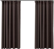 vidaXL Draperii opace aspect in, cârlige, 2 buc. gri taupe, 140x175 cm