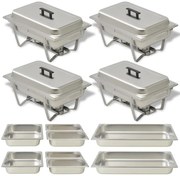 vidaXL Set vase încălzire mâncare, 4 piese, oțel inoxidabil