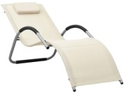 vidaXL Șezlong din textilenă, crem și gri