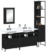 vidaXL Set mobilier de baie, 4 piese, negru, lemn prelucrat