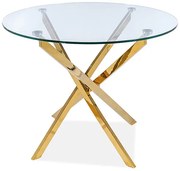 Masă de sufragerie Alix (sticlă + auriu) (pentru 4 persoane). Promo -6%. 1049855