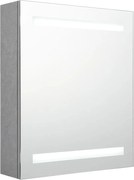vidaXL Dulap de baie cu oglindă și LED, gri beton, 50x14x60 cm