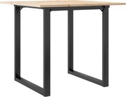 vidaXL Masă de bucătărie, cadru O, 80x80x75 cm lemn masiv pin și Oţel