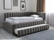 Pat tapițat COMFINO VELVET cu pat suplimentar 120x200 cm gri