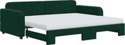 vidaXL Pat de zi cu extensie și saltele verde închis 90x200 cm catifea