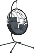 vidaXL Scaun suspendat tip ou, cu suport, antracit, ratan și oțel