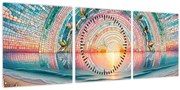Tablou – Mozaic al soarelui la apus (cu ceas) (90x30 cm)