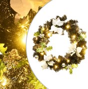 vidaXL Coroniță de Crăciun cu becuri LED, negru, 60 cm, PVC