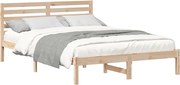 vidaXL Cadru de pat cu headboard Maro 140 x 210 cm Lemn de pin masiv