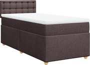 vidaXL Pat box spring cu saltea, maro închis, 90x190 cm, textil