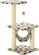 vidaXL Ansamblu pisici stâlpi funie sisal, bej, 65 cm, imprimeu lăbuțe