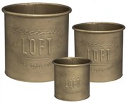 Set 3 ghivece flori Golden Loft, metal, 20.3xH18.5 cm, 24.5xH.23.5 cm, 30xH30.4cm