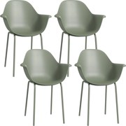 Outsunny Set de 4 Scaune de Grădină Verzi, Stivuibile, cu Spătar Înalt și Cotieră, Cadru din Metal, Ideal pentru Spații Exterioare | Aosom Romania