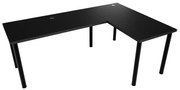 Birou de scris gaming colț dreapta Nelmin 200 cm pe bază de metal - negru