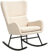 HOMCOM Fotoliu cu balansoar, fotoliu cu șezut de 10 cm grosime, picioare din oțel curbate, bej și negru | Aosom Romania